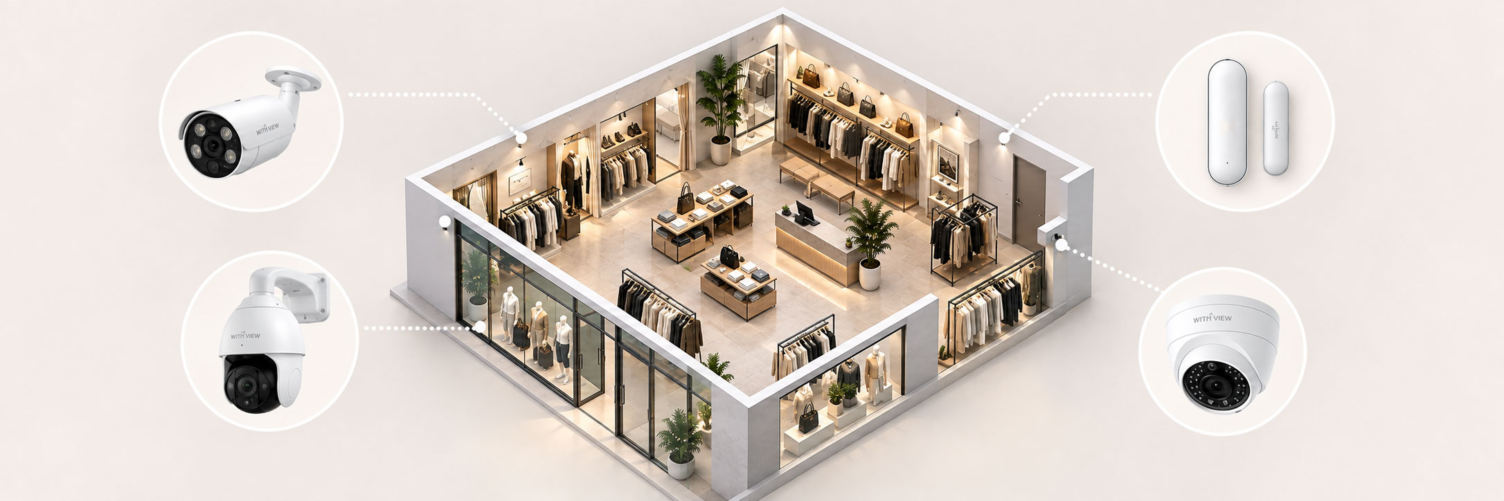 retail-store-cctv-placement-layout 위드뷰 매장 3D공간 CCTV 설치 구조도